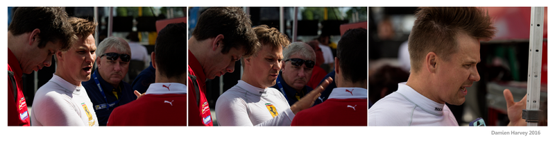 Risi Competizione driver Toni Vilander discussing the car after qualifying.